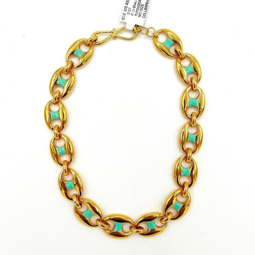 Sylvia Toledano 22K-Gold-Plated & Turquoise Enamel Puffed Anchor Link Necklace